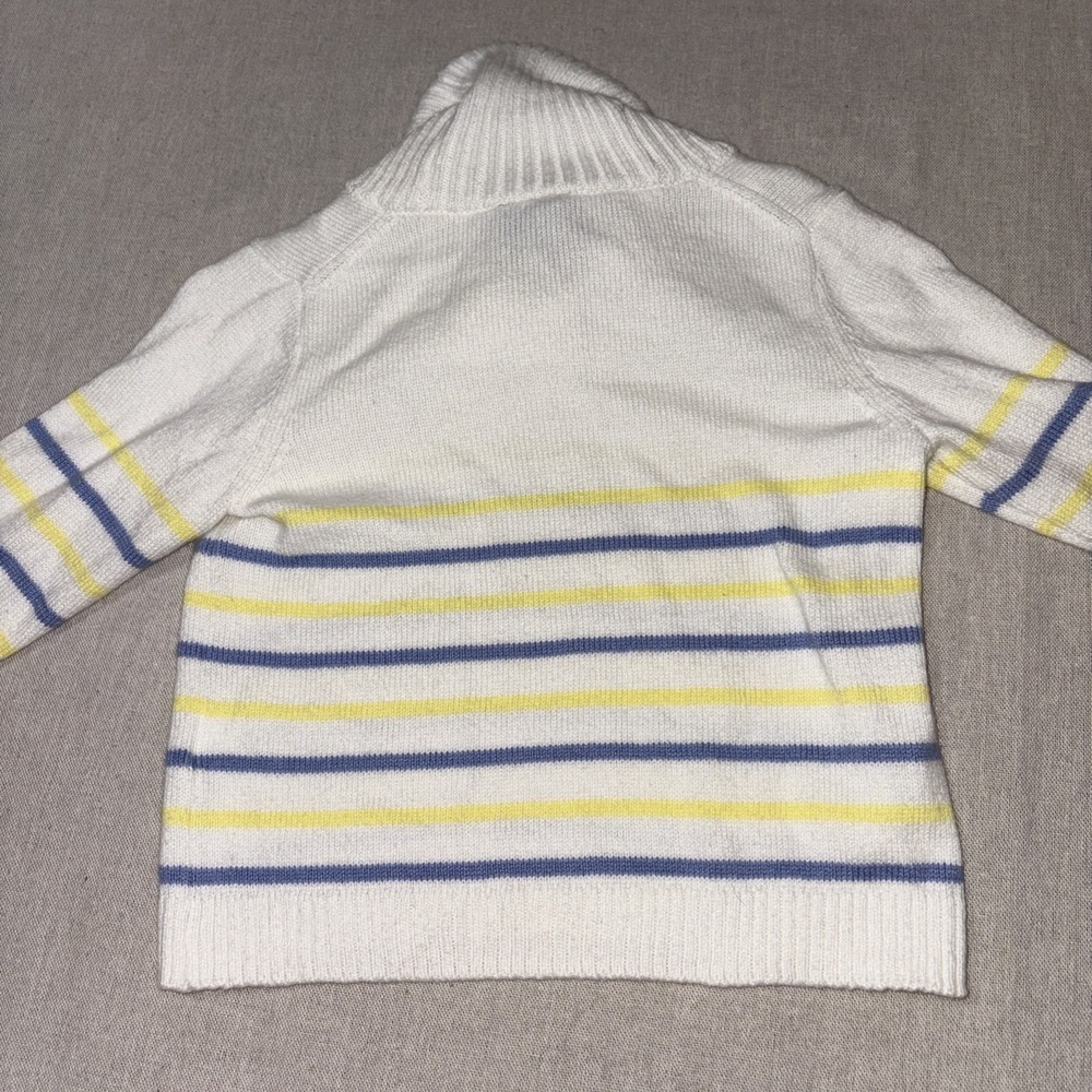 Boys Janie And Jack White Blue Yellow Striped Pullover Shawl Sweater Sz 18-24 Mo - Picture 7 of 7